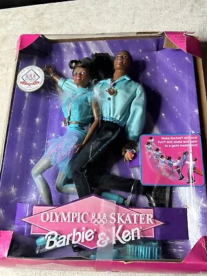 1998 OLYMPIC SKATER BARBIE & KEN African American AA 1997 Mattel 18727 Boxdamage • $49.75