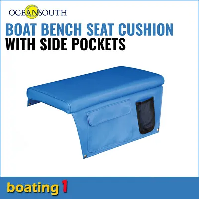 $29.99 • Buy Boat Bench Seat Cushion 600mm X 300mm Dense 50mm Foam With Side Pockets - Blue