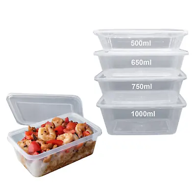 Reusable Plastic Food Containers With Lids Takeaway Microwave Freezer Storage • £5.49
