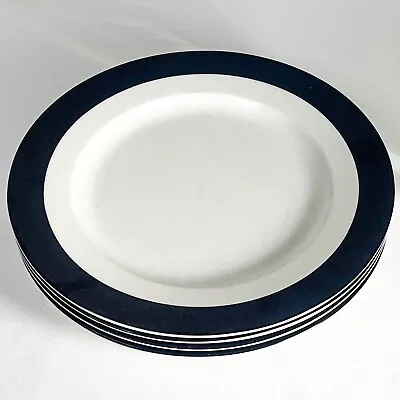 Martha Stewart Dinner Plate Set Of 4 White Black Banded Rim 11.25  D Macy's • $64