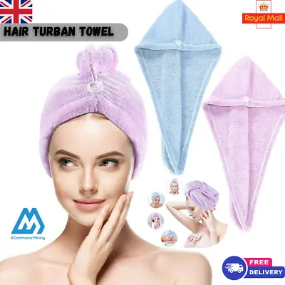 Hair Turban Towel Microfibre Ladies Head Towel Wrap Rapid Drying Hair Toweling • £3