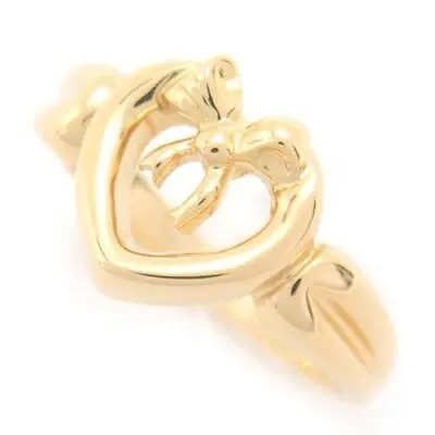 TIFFANY Heart Ribbon Ring Yellow Gold 750yg #222 • £394.88