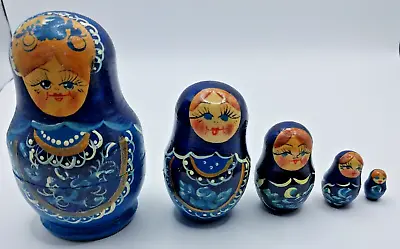 Russian Hand Painted Nesting Doll Matryoshka 5 Pcs Piece Set - Made In Russia • $12.50
