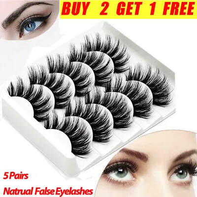 5 Pairs False Eyelashes Long Thick Wispy Volume Strip Dramatic Lashes Set MakeUp • £2.99