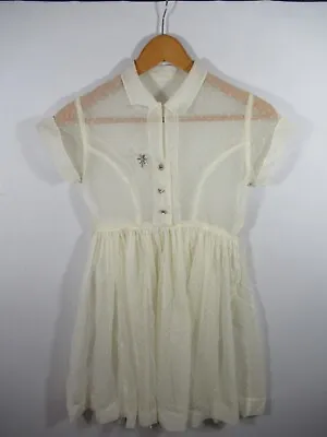 Vintage 50s Flocked Sheer Shirt Dress W/Rhinestones • $51.99