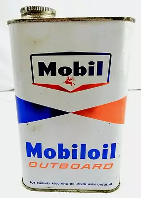 Vintage Socony MOBIL Mobiloil Outboard SAE 30 Motor Oil 1 Quart Can E-1480 S • $73