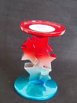 Bath & Body Works Red Silver Blue Patriotic Star 3 Wick Candle Holder Pedestal • $39.90