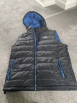 Trespass Gilet Puffer Bubble Jacket Mens Black Small  Cool Heat Pop Off Hood Vgc • $9.94