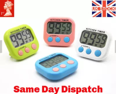 Kitchen Timer Cooking Alarm Magnetic Digital Large Loud Count Down Clock Timer • £1.99