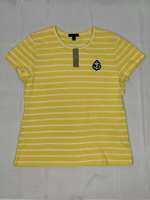 J. Crew Women's Embellished Anchor T Shirt - Striped Golden Yellow Size L - NWT • $34.99