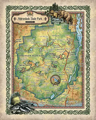 Adirondack State Park Antique Map Art Blanket For Bed Sofa Couch Gift & Travel • $107.68