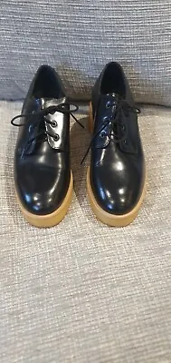 Cos Black Leather Chunky Platform Lace Up Oxford Brogue Shoes BEST FIT 3 • £35