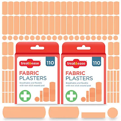 220 Assorted Fabric Plasters Breathable Flexible Adhesive FirstAid Wound Healing • £3.99