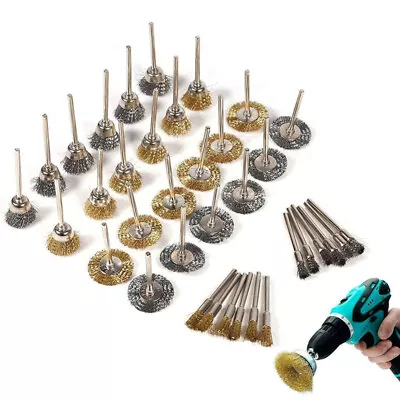 60PCS Stianless Steel & Brass Wire Brush Polishing Wheel For Dremel Rotary Tool • $20.51