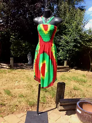 NEW ARRIVAL....Jamaican Tie Dye Rasta Colour Tube Dress....size...14 • £23.99