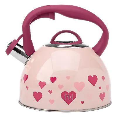 Tea Kettle Stainless Steel Shimmering Finish With Heart Decal 2.2-Quart Pink • $22.40