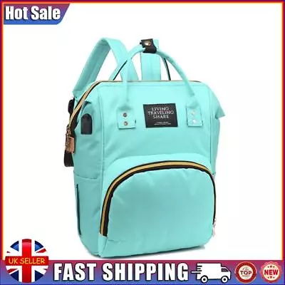 Women Mummy Maternity USB Port Backpack Baby Nursing Handbags (Light Blue) • £12.59