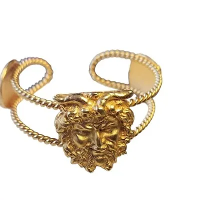 Vintage 80s Medusa Head Matte Gold Cuff Bracelet Attributed To Versace (A960) • $289