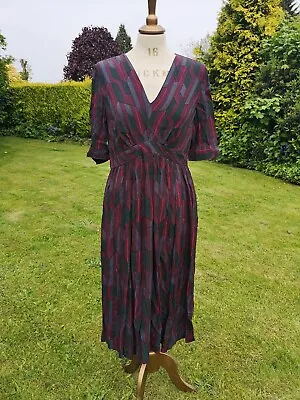 Toast Abstract Print Viscose Dress Multi Deep Rich Colours Size 12 Pre Owned • £54.99