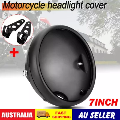 7inch Motorcycle Headlight Housing Shell Cover Bucket + Mounting Bracket Black • $45.02