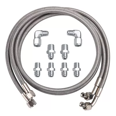 52  Length Braided Transmission Cooler Hose Line Fitting Fits TH350 700R4 TH400 • $41.64