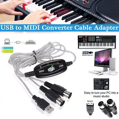 USB To Midi Cable Interface Converter Adapter Music Keyboard Piano For PC Laptop • $6.09