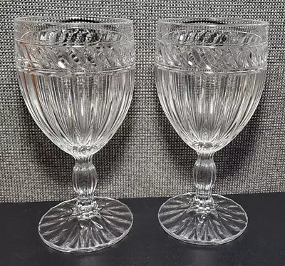 Set Of (2) Mikasa Italian Countryside CRYSTAL GOBLETS Swirls 6-5/8  High • $32.99