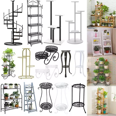 Multi-Tier Plant Stand Indoor Outdoor Patio Garden Flower Pot Shelf Display Rack • £8.94