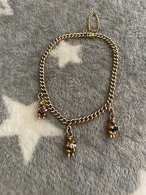Antique 15ct Gold Bear Charm Bracelet Ruby Diamond Sapphire Fantastic 17.8 Grams • £1000