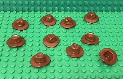 Lego 10 Reddish Brown Fedora HatWide Brim Outback Style Mini Figures Headgear • $5.50