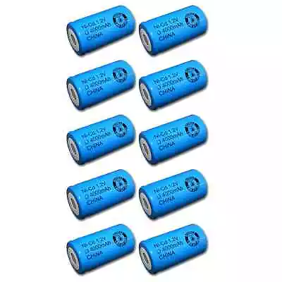 10x Exell 1.2V 4000mAh NiCD D Rechargeable Battery Flat Top Cell • $67.40