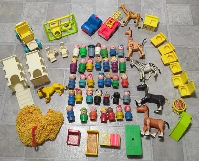 VINTAGE Fisher Price Little People Lot Of 63 Pieces 1970's • $99.99