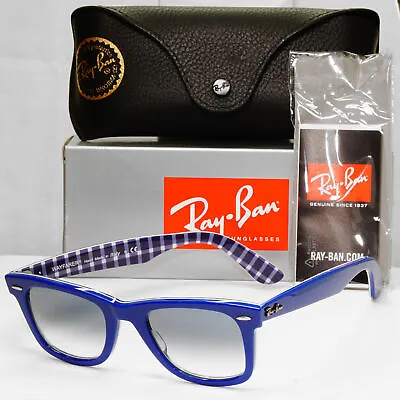 Ray-Ban Wayfarer Sunglasses Blue Prints Checkered Gradient RB 2140 1319/3F • $167.89