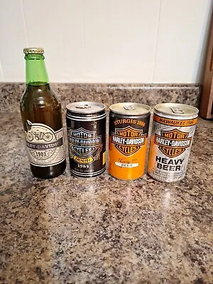 Harley Davidson 1903 White Wine Cooler Scooter Juice Bottle & 3 Cans Of Beer  • $13.99