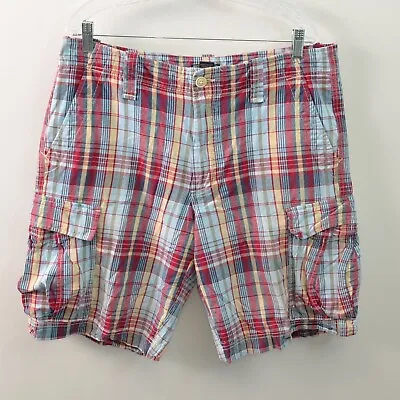 Ralph Lauren Polo Jeans Company Cargo Shorts Mens 36 Plaid Cotton Vintage Y2K • $14.98