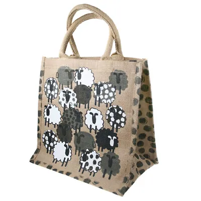 SHEEP JUTE SHOPPING BAG Natural White Grey Black Dotty Fair Trade Eco Shopper BN • £10.99