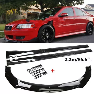 For Volvo S40 S60 S70 S80 S90 86.6  Side Skirt + Front Bumper Lip Spoiler Kit • $180.99