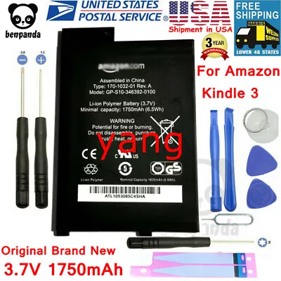 $15.95 • Buy New Battery S11GTSF01A 170-1032-00 For Amazon Kindle 3 Keyboard D00901 Graphite