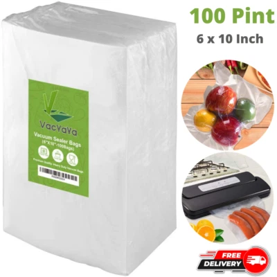 $18.49 • Buy 100 Pint Food Saver Freezer Vacuum Sealer Storage Bags Safe PreCut Bag - 6 X 10 