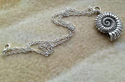 Large AMMONITE SHELL Necklace Tibetan Silver  Beach Sea Little Mermaid 18  Inch • $4.96