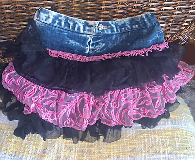 Ooh! La La! Couture Skirt Girls Size 10 Boutique Jean Black & Pink Tulle Skirt • $10