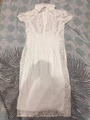 Ex Store Ladies Dress Ivory Lace Bodycon Side Zip Size 8 • £3