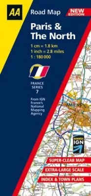 Paris And The North (AA Road Map France Series) Sheet Map Folded Book The Cheap • £3.50