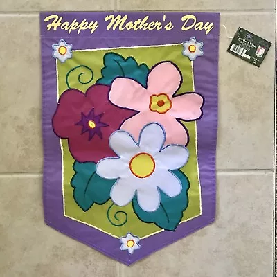 Happy Mother's Day Flowers 13  X 18  Applique Mini Garden Flag - New • $8.95