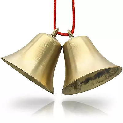 Pack Of 2 Pieces Vintage Style Brass Hanging Bell 2 In Tall Clear Ring For DIY C • $18.99