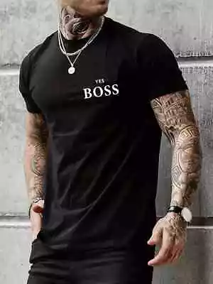 ''Yes Boss'' Print Men's Street Round Neck Slim Fit Short Sleeves Top T-Shirts ! • £9.78