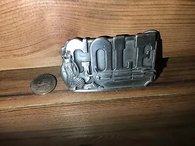 Golf Bag Novelty Belt Buckle Siskiyou Co.Williams Oregon 1985 Silver Heavy Gage~ • $18.88