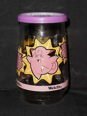 Welch's Jelly Jar Glass W/Lid ~ Pokemon #35 Clefairy Cup ~ Purple Lid • $25