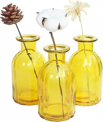 Glass Vase For Flowers Small Bud Vase For Wedding Decor 3 Pack Yellow Home Decor • $22.60