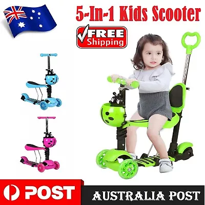 5-In-1 Kids Toddler Scooter Push Kick 3 Wheel Kick Scooter With Led Light Wheels • $57.99